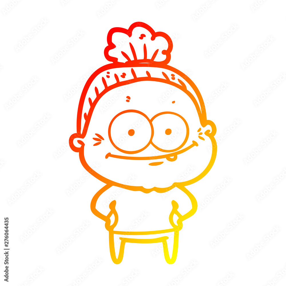 warm gradient line drawing cartoon happy old woman warm gradient line drawing cartoon happy old woman