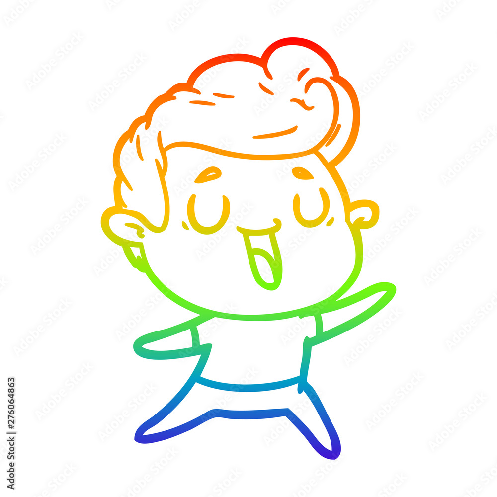 rainbow gradient line drawing happy cartoon man rainbow gradient line drawing happy cartoon man
