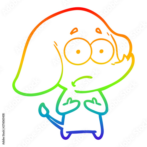 rainbow gradient line drawing cartoon unsure elephant