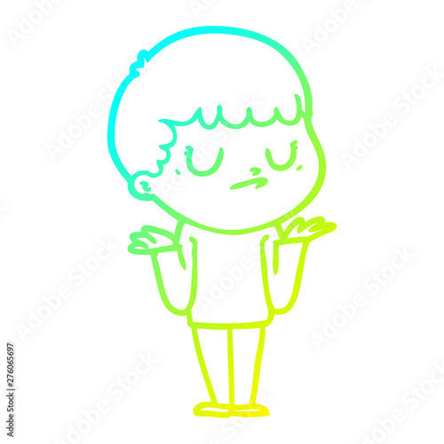 cold gradient line drawing cartoon grumpy boy