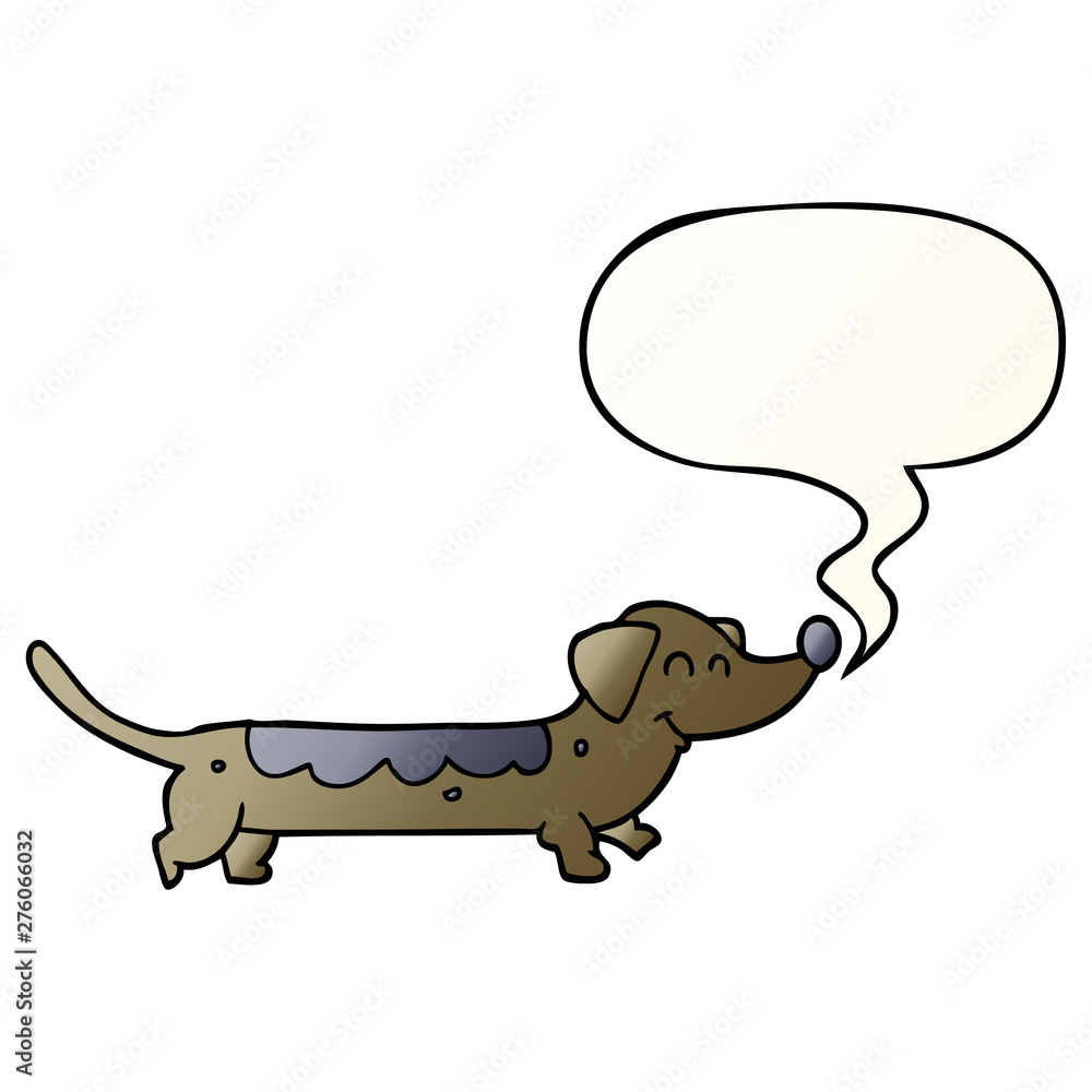 cartoon dog and speech bubble in smooth gradient style cartoon dog and speech bubble in smooth gradient style