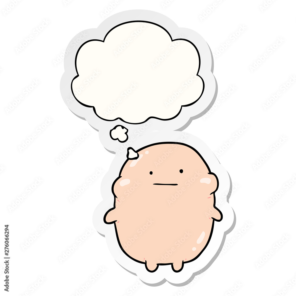 cartoon human and thought bubble as a printed sticker cartoon human and thought bubble as a printed sticker