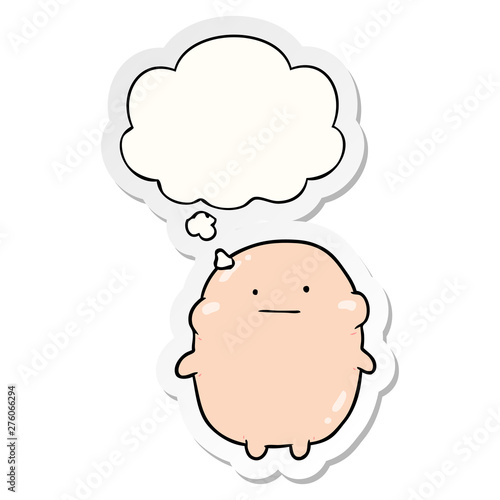 cartoon human and thought bubble as a printed sticker