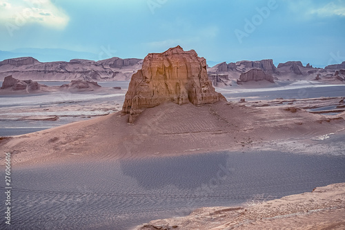 unsurpassed landscapes of sandy rocks in Dasht-e-Lut, Lut desert,hottest desert in the world, also known like Kalut Desert photo