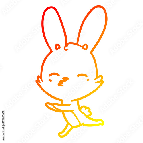 warm gradient line drawing curious bunny cartoon