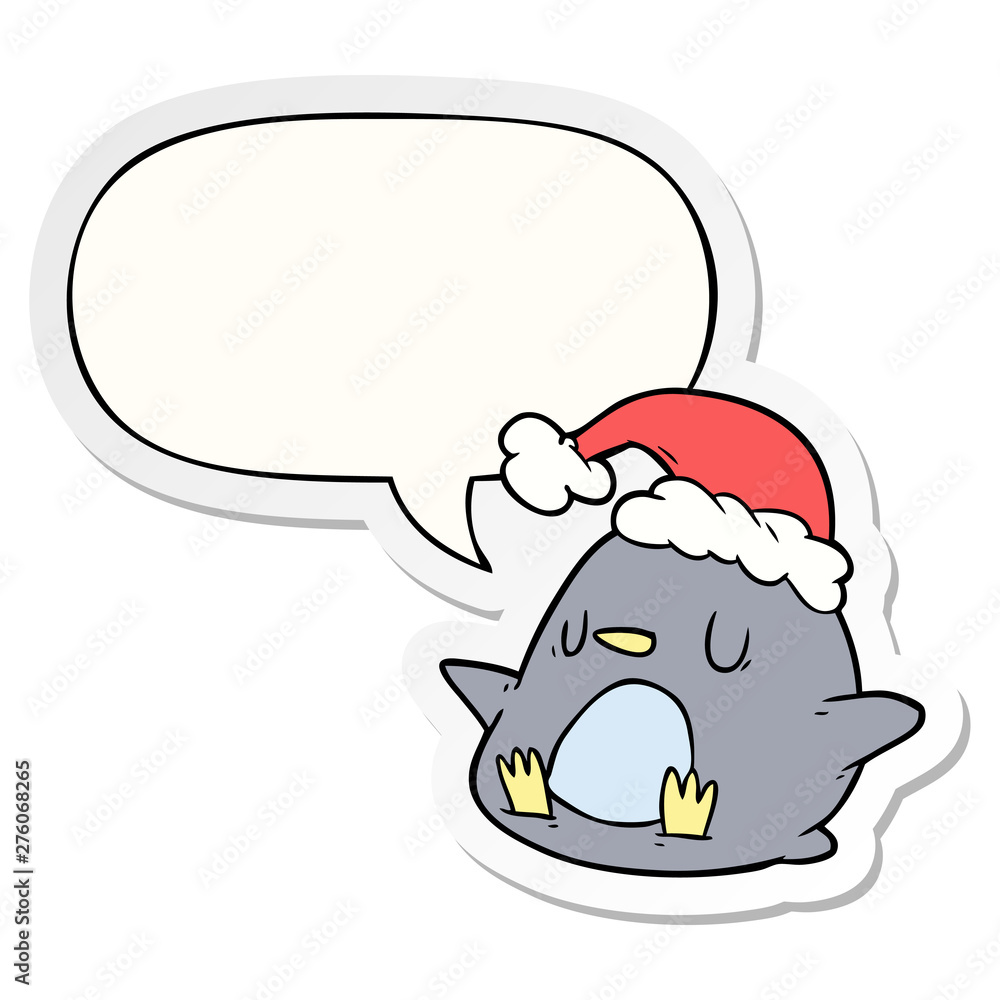 cute cartoon penguin and speech bubble sticker cute cartoon penguin and speech bubble sticker