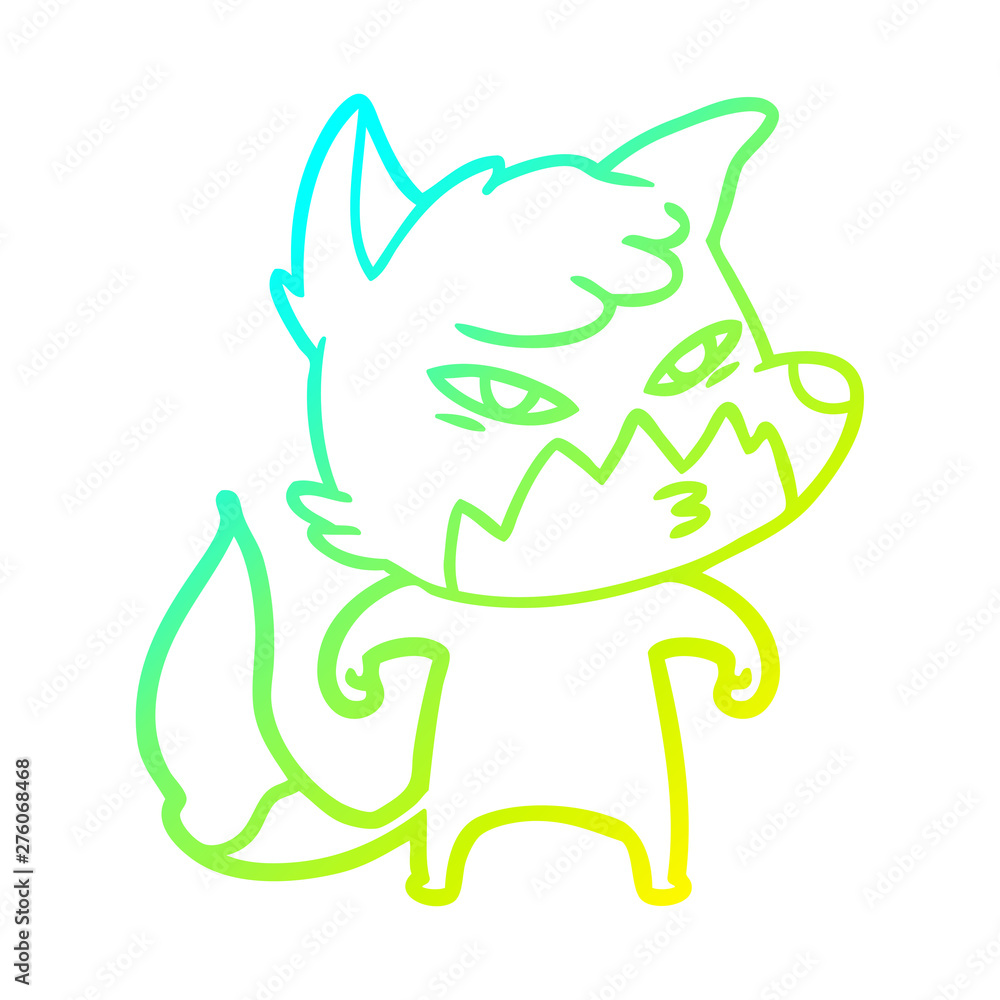 cold gradient line drawing clever cartoon fox cold gradient line drawing clever cartoon fox