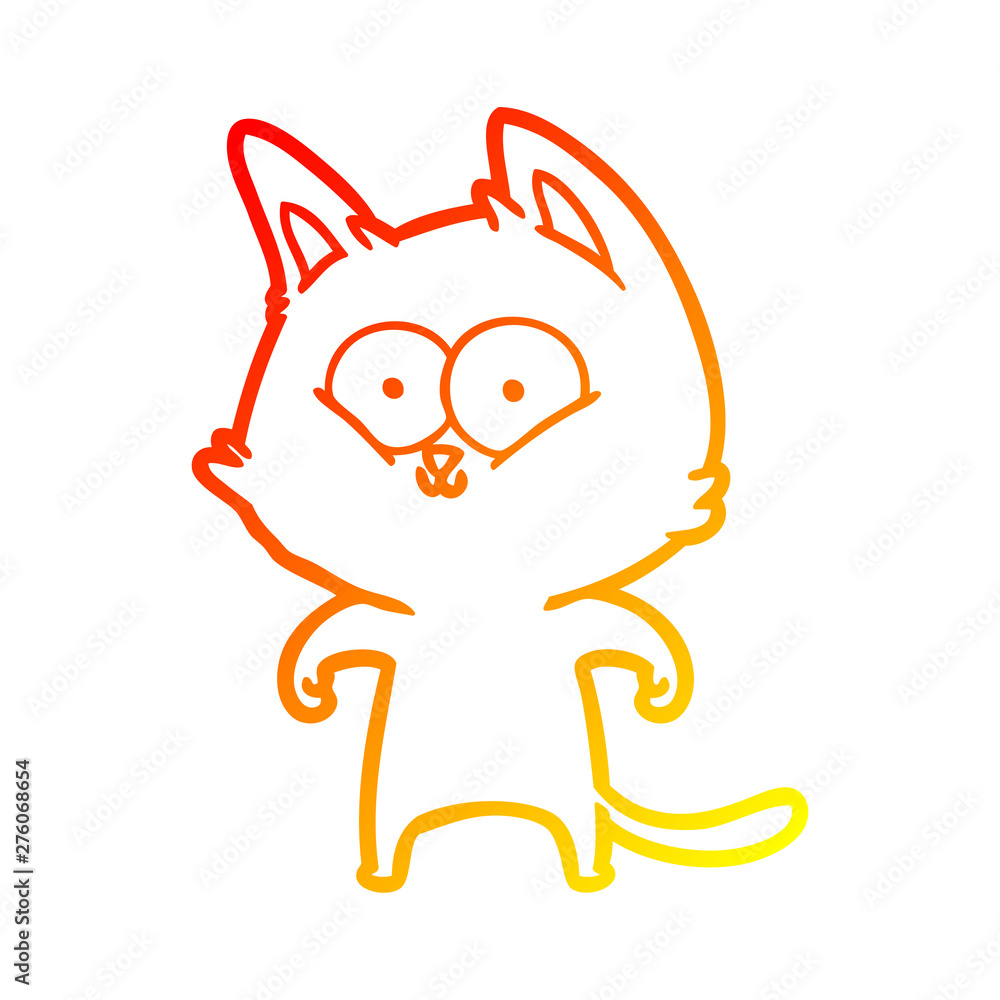 warm gradient line drawing cartoon cat warm gradient line drawing cartoon cat