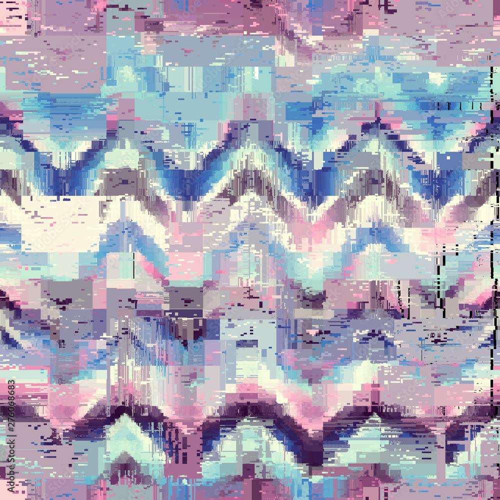 Fototapeta premium Vector image with imitation of grunge datamoshing texture.