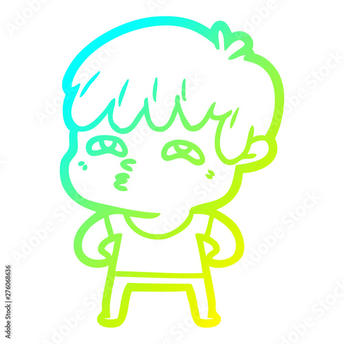 cold gradient line drawing cartoon curious man