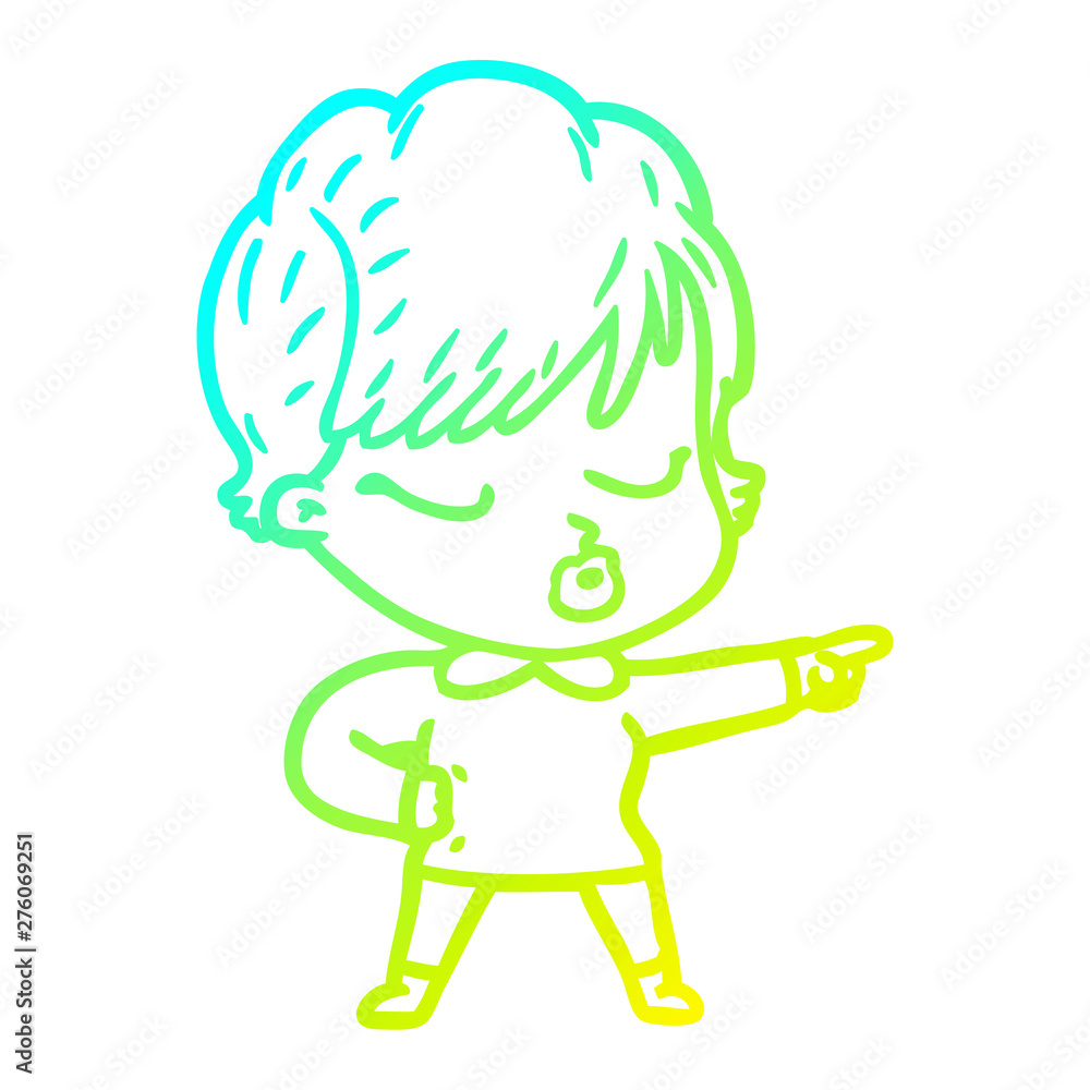 cold gradient line drawing cartoon woman with eyes shut cold gradient line drawing cartoon woman with eyes shut