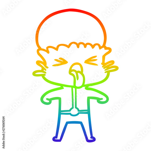 rainbow gradient line drawing disgusted cartoon alien