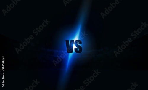 Icon blue neon versus logo vs letters for sports and fight competition. Battle and match, game concept competitive. Vector illustration