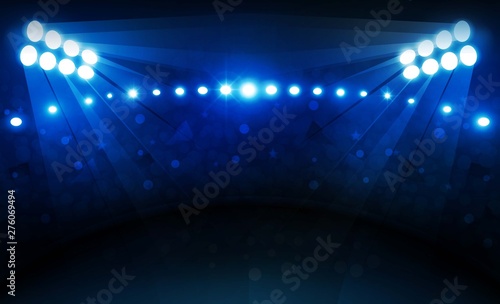 Football arena field with bright stadium lights vector design Vector illumination