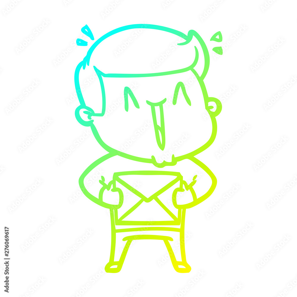 cold gradient line drawing cartoon excited man cold gradient line drawing cartoon excited man