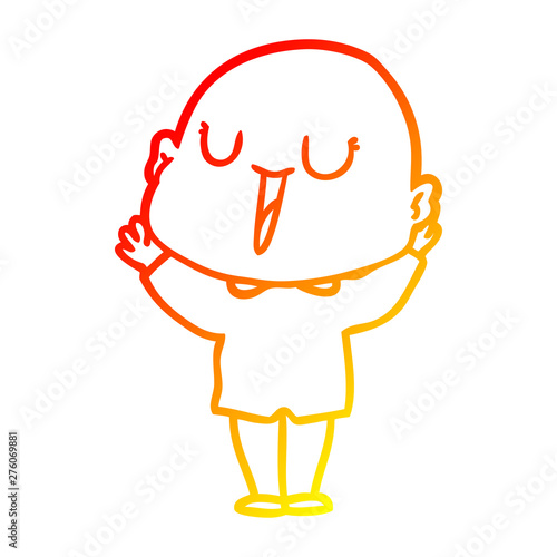 warm gradient line drawing happy cartoon bald man