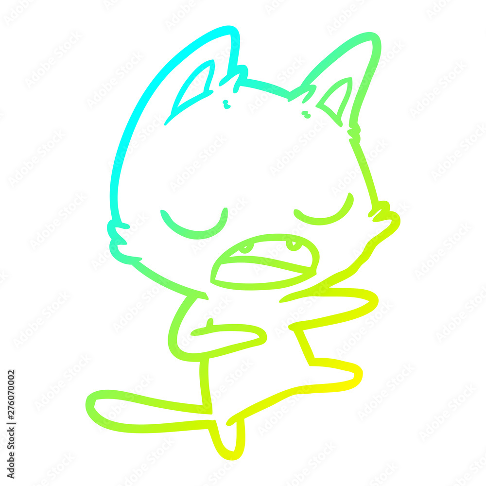 Obraz premium cold gradient line drawing talking cat dancing