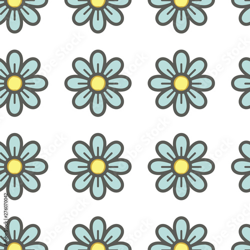 Blue themed floral seamless texture for background