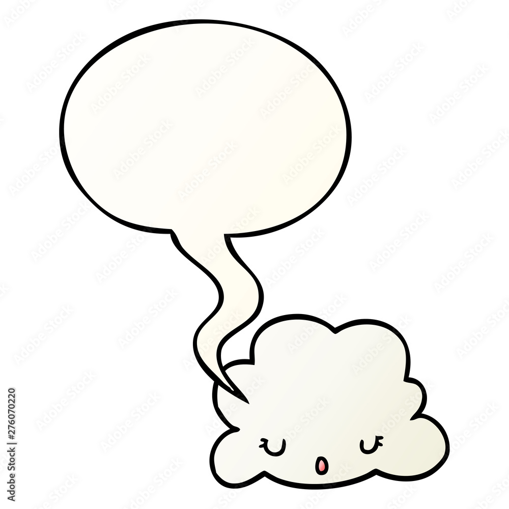 cute cartoon cloud and speech bubble in smooth gradient style cute cartoon cloud and speech bubble in smooth gradient style