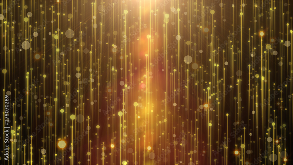beautiful golden curtain abstract background with particle rain