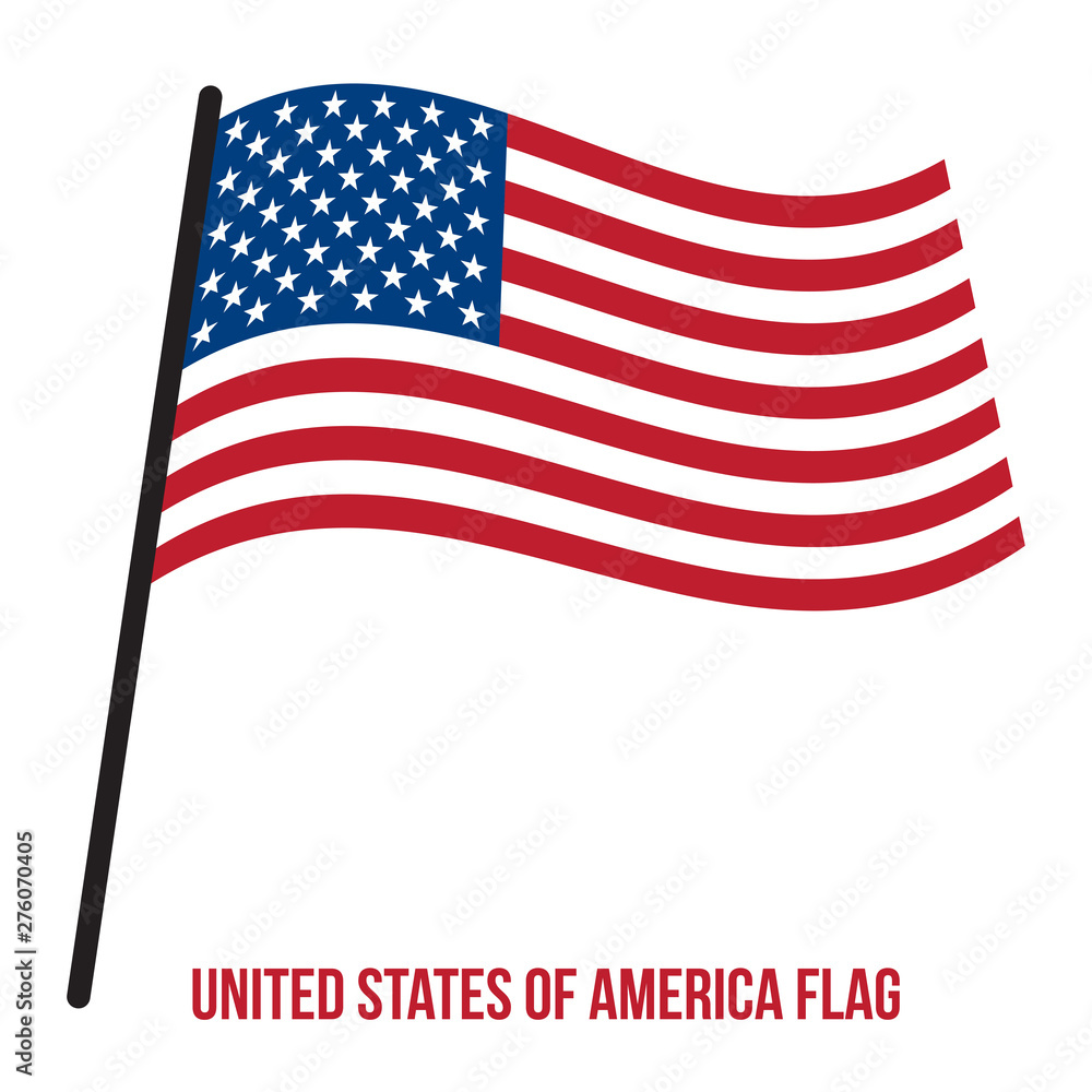 Fototapeta premium United States of America Flag Waving Vector Illustration on White Background