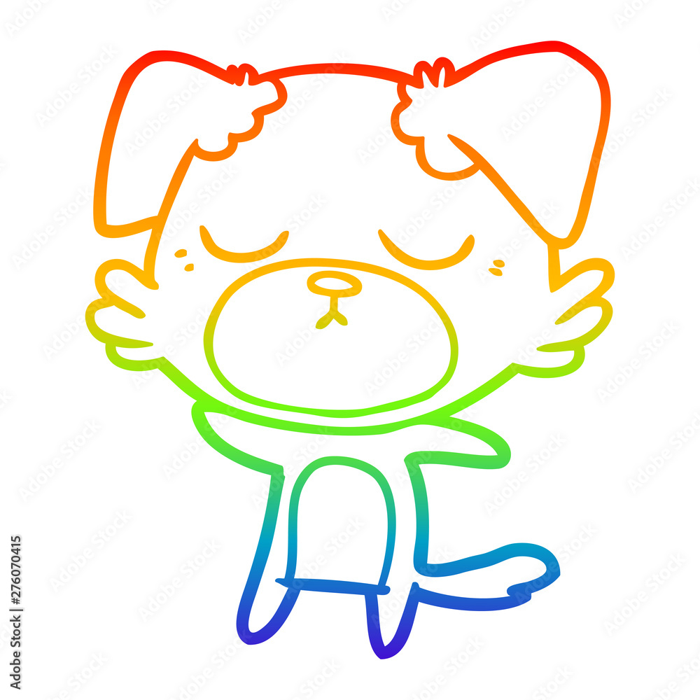 Obraz premium rainbow gradient line drawing cute cartoon dog