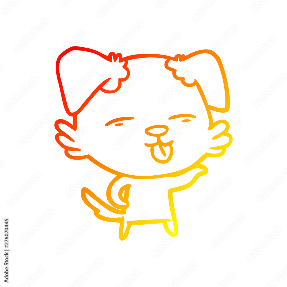warm gradient line drawing cartoon dog sticking out tongue warm gradient line drawing cartoon dog sticking out tongue