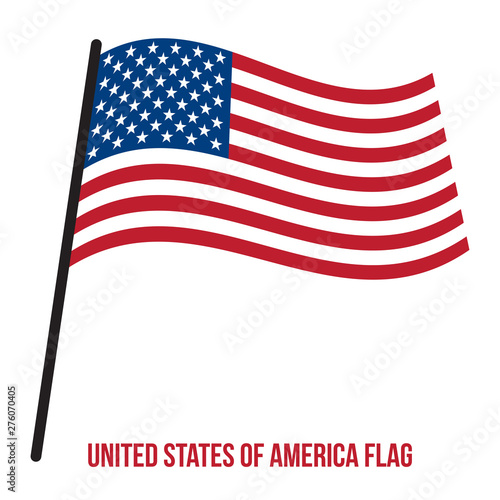 United States of America Flag Waving Vector Illustration on White Background