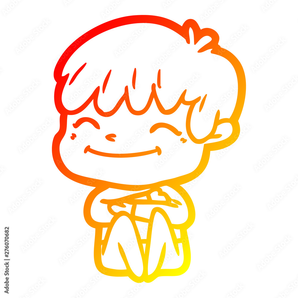 warm gradient line drawing cartoon happy boy warm gradient line drawing cartoon happy boy
