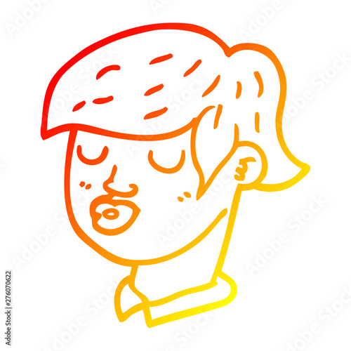 warm gradient line drawing cartoon content face