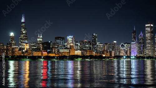 Chicago by night - amazing skyline - CHICAGO  ILLINOIS - JUNE 12  2019