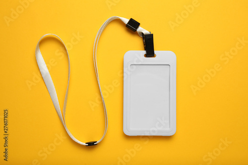 Blank security tag with white neck band isolated, mockup.