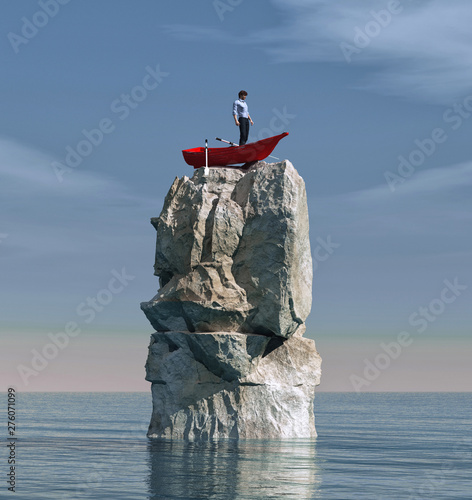 Billede på lærred Shipwrecked on the rock