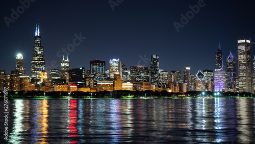 Chicago by night - amazing skyline - CHICAGO, ILLINOIS - JUNE 12, 2019