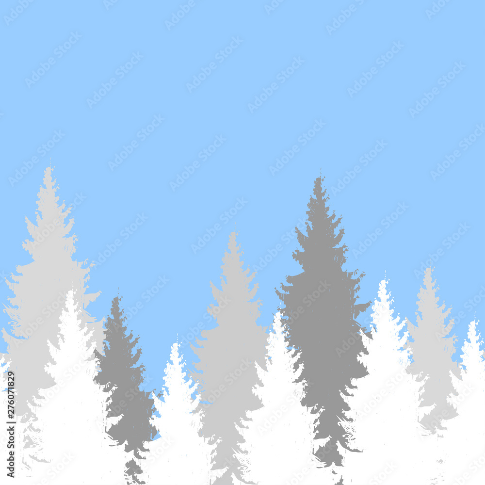Seamless pattern with spruce trees. Endless background. Design elements for web, prints, invitations, cards, gift wrapping paper, textile.