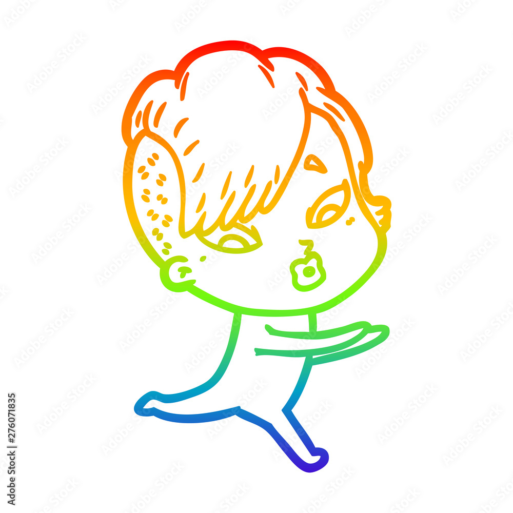 rainbow gradient line drawing cartoon surprised girl rainbow gradient line drawing cartoon surprised girl