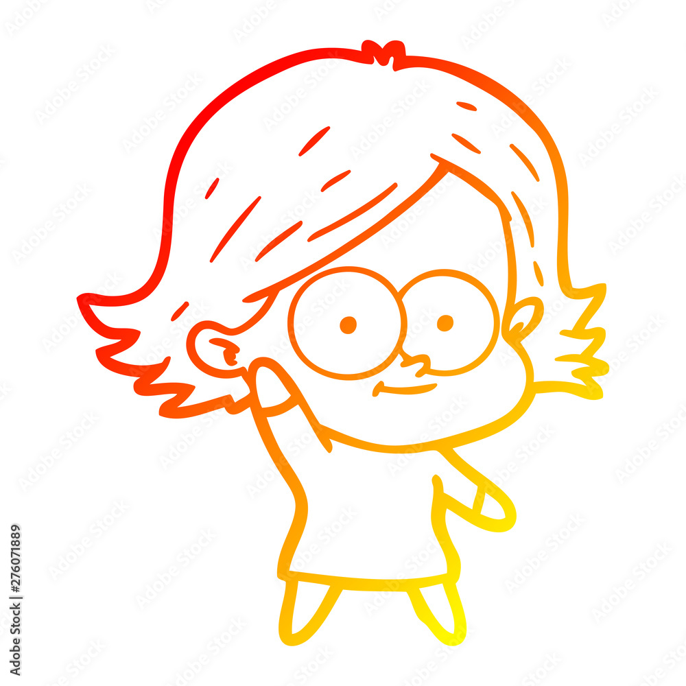 warm gradient line drawing happy cartoon girl warm gradient line drawing happy cartoon girl
