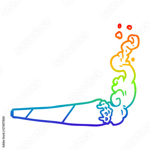 rainbow gradient line drawing marijuana joint
