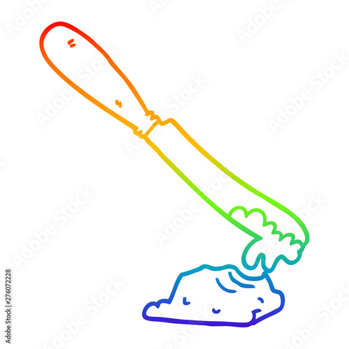 rainbow gradient line drawing cartoon knife spreading butter