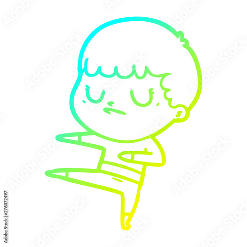cold gradient line drawing cartoon grumpy boy