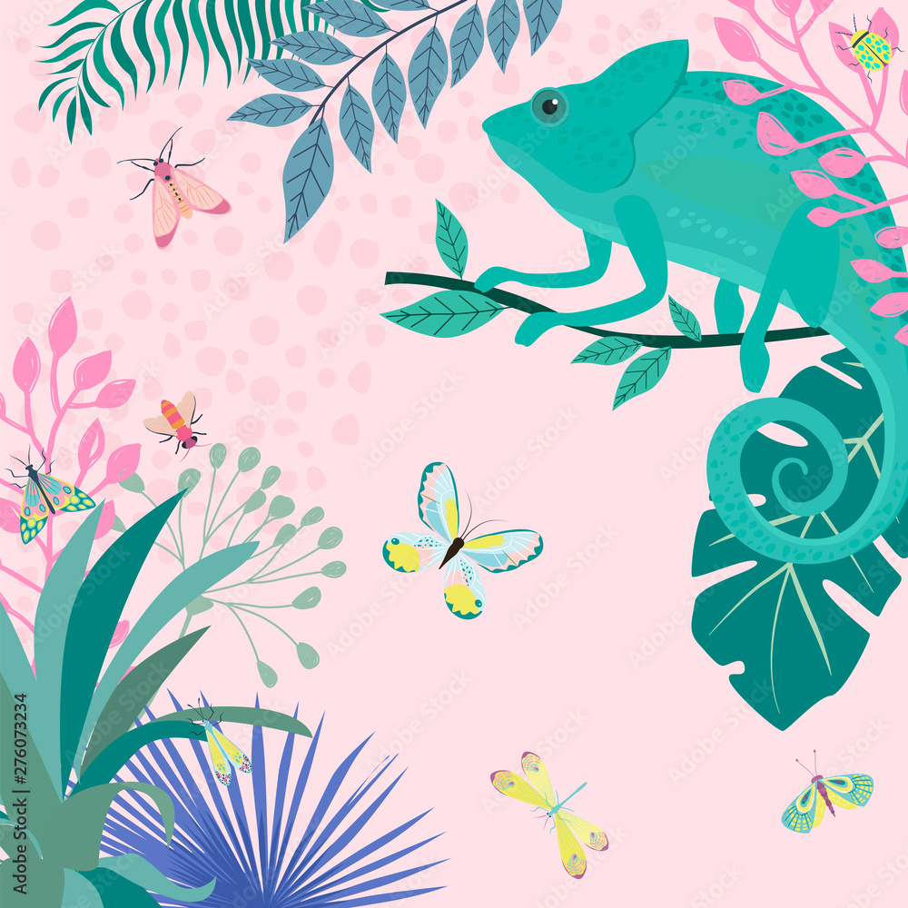 Abstract background with insects and plants. Background for mobile app minimalistic style. Editable Vector illustration Abstract background with insects and plants. Background for mobile app minimalistic style. Editable Vector illustration