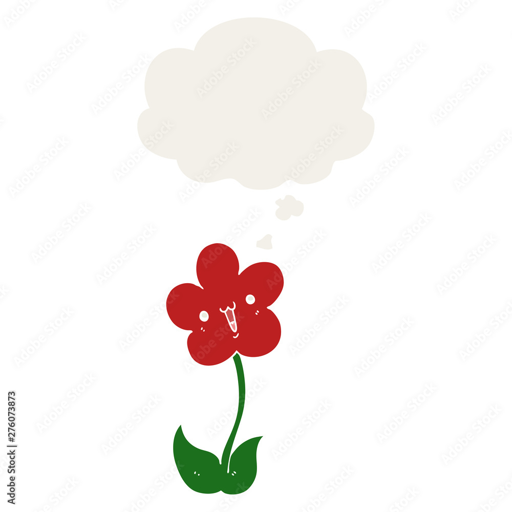 cartoon flower and thought bubble in retro style cartoon flower and thought bubble in retro style