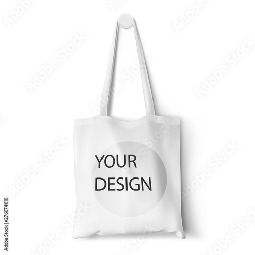 Textile tote bag for shopping mockup. Vector illustration. Can be use for your design. EPS10.	