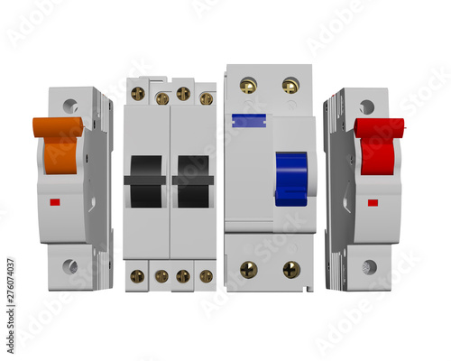 Wallpaper Mural MCB, RCCB, ISOLATER, CHANGE OVER, MAIN SWITCH, SWITCH GEAR, AND DISPLAY BOX in white background Torontodigital.ca