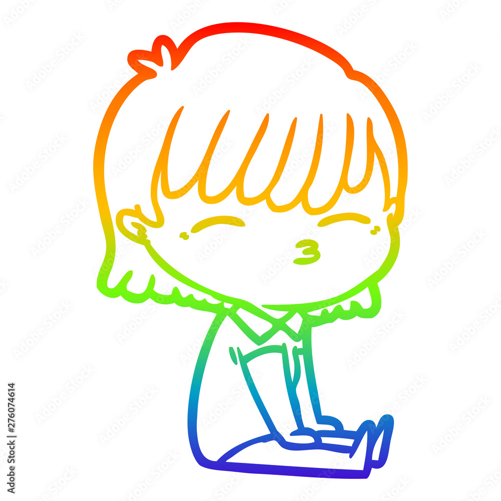 rainbow gradient line drawing cartoon woman rainbow gradient line drawing cartoon woman