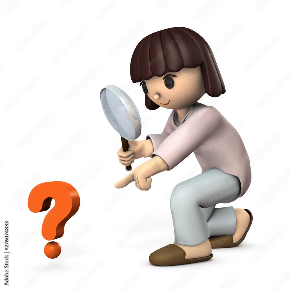 虫眼鏡で興味津々調べる女児のイラスト Stock Illustration Adobe Stock