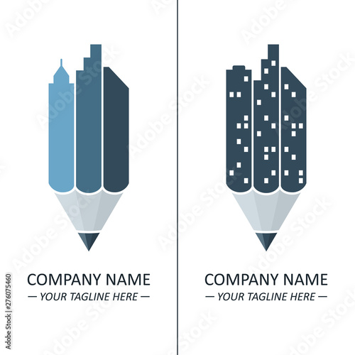 Pencil and city skyline concept