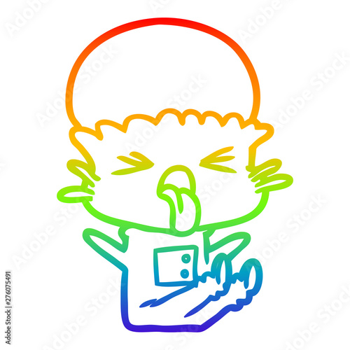 rainbow gradient line drawing disgusted cartoon alien