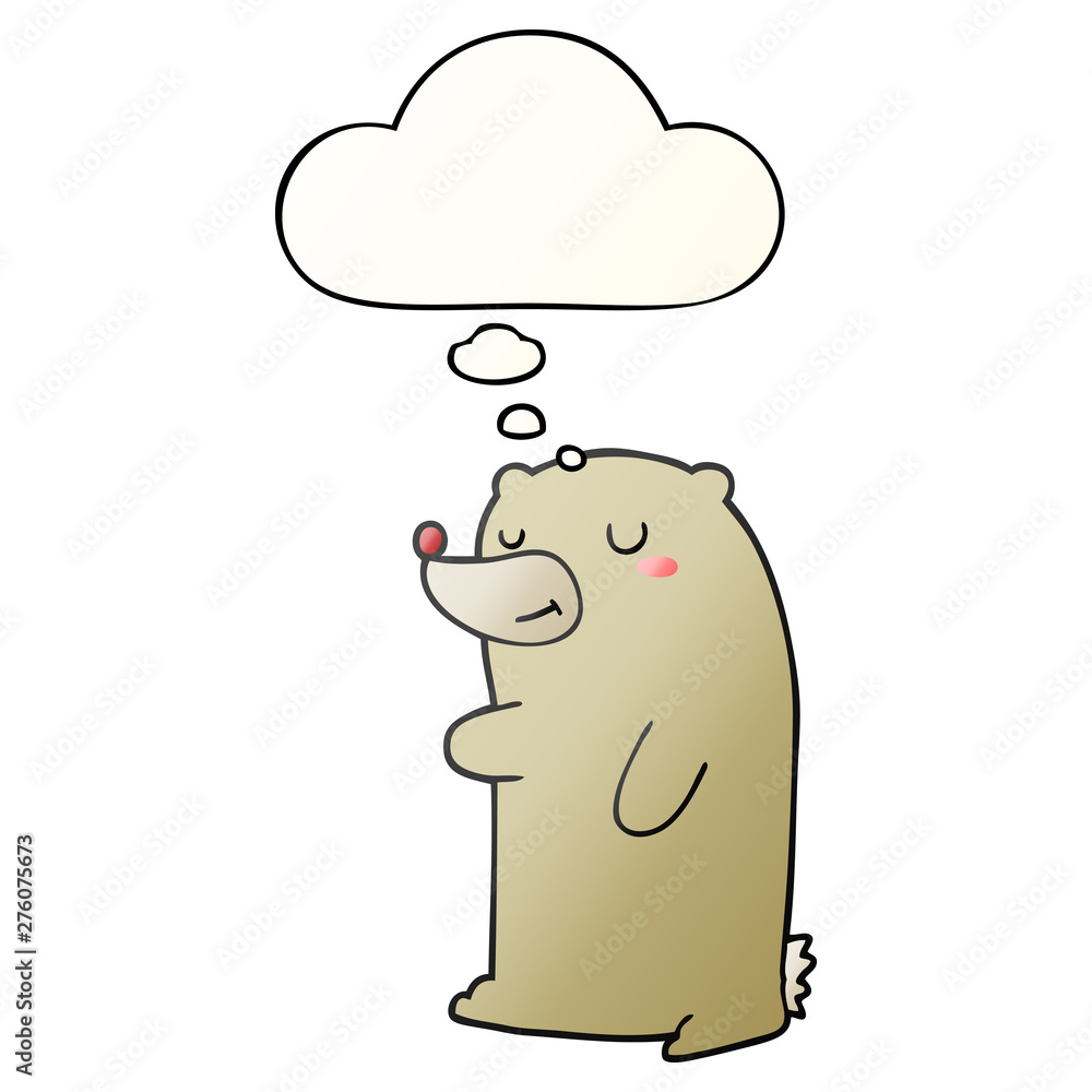 cute cartoon bear and thought bubble in smooth gradient style cute cartoon bear and thought bubble in smooth gradient style
