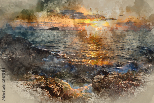 Digital watercolor painting...